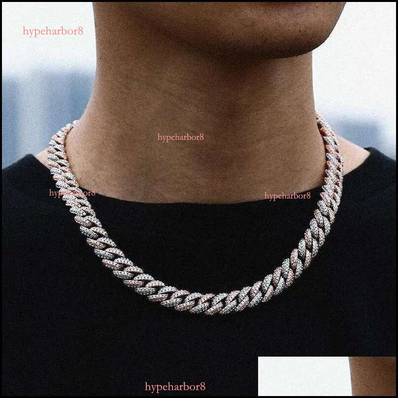 Pendant Necklaces 18Inch 10Mm Sterg Sier Setting Iced Out Moissanite Dia Hip Hop Cuban k Chain Miami Necklace Jewelry D Dhhj4