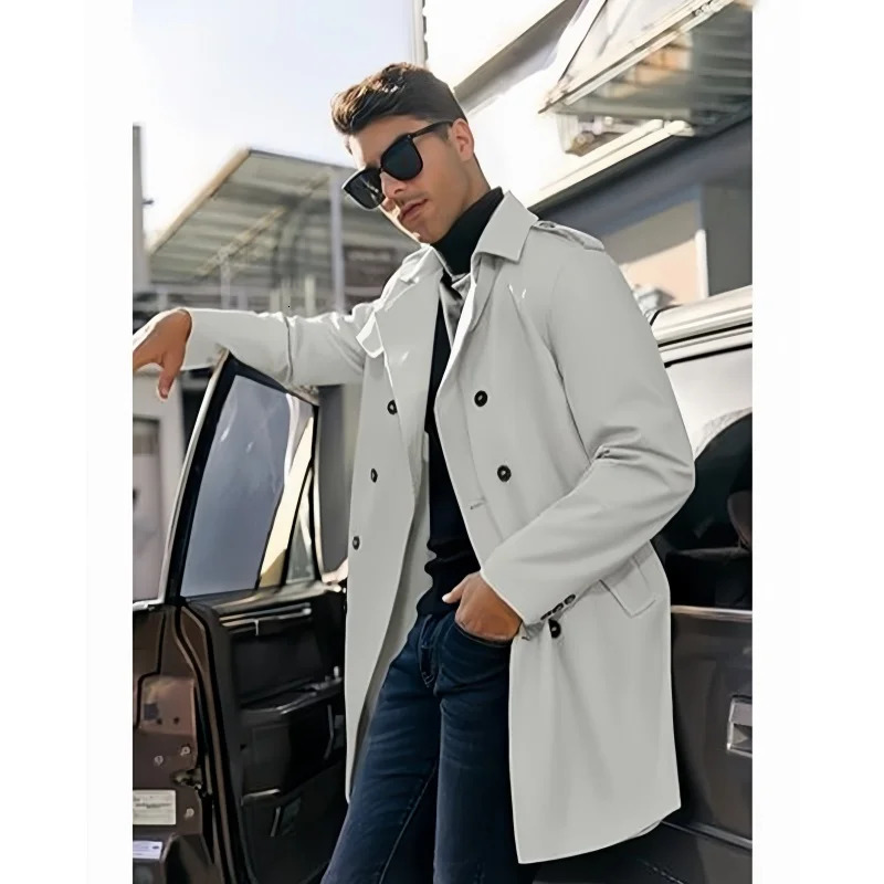 Spring Jacket Mens Trench Mens Coat Medium length Casual Line Personalized Jacket Street Coat Mens Clothing 250324