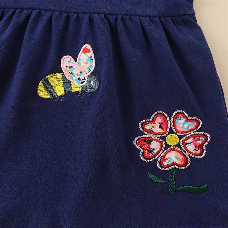 Jumping Meters 2-7T Princess Girl Dress Autumn Spring Animal Embroidery Cute Hot Selling Childrens Dress W250326