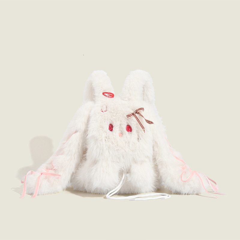 2024 Autumn And Winter New Small Rabbit Plush Backpack Cute Girl Shoulder Bag Female Autumn And Winter Cute Cartoon Bag