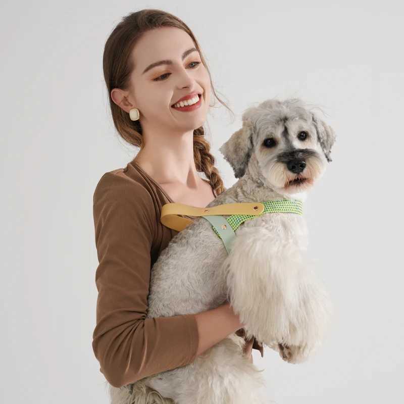 Dog walking simple style pet harness supplies fashionable black and white striped chest harness and belt set X250326