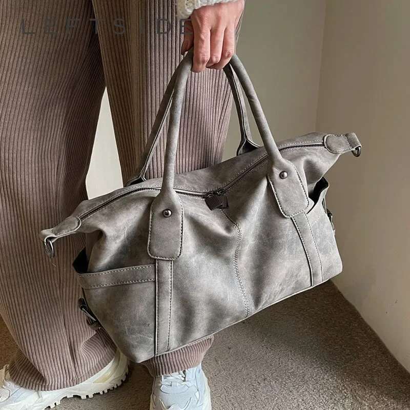 LEFTSIDE Retro Design PU Leather Shoulder Bags For Women 2023 Korean Fashion Big Armpit Female Crossbody Bag Handbags