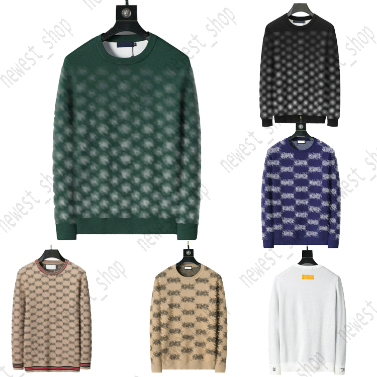 designer autumn luxury mens sweater clothing pullover slim fit knit casual sweatshirt geometry patchwork color print Male knitwear fashion woollen woolly jumper