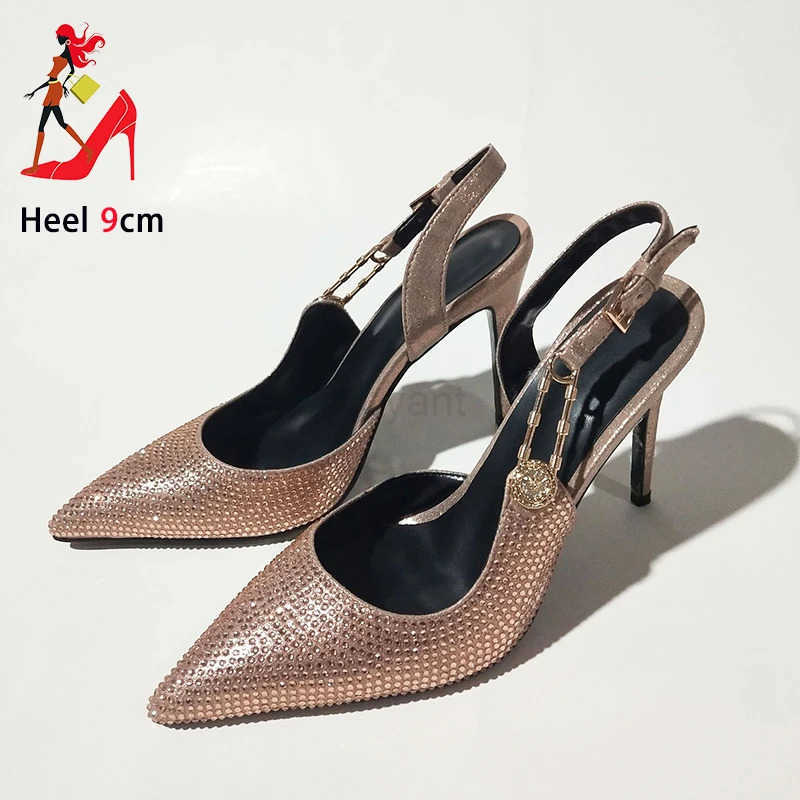Summer High H For Ladies Diamond Studded Sexy Pointed Toe Par Dress Shoes Luxury Rhinestones Wen Wedding Pr Sandals Z250326