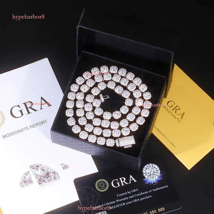 Necklace bracelet Moissanite Dia Custom Vvs Cuban k S Sier 10mm Large Tennis Chain Solid Back Hiphop