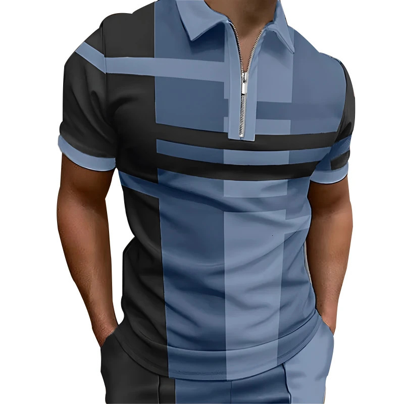 Spring and summer mens casual short sleeved business polo shirt clothing zipper magic color golf 250326