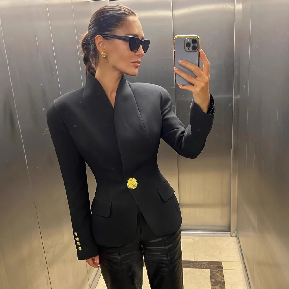 Star style high-end slim fit small suit jacket with metal headband A123 casual design