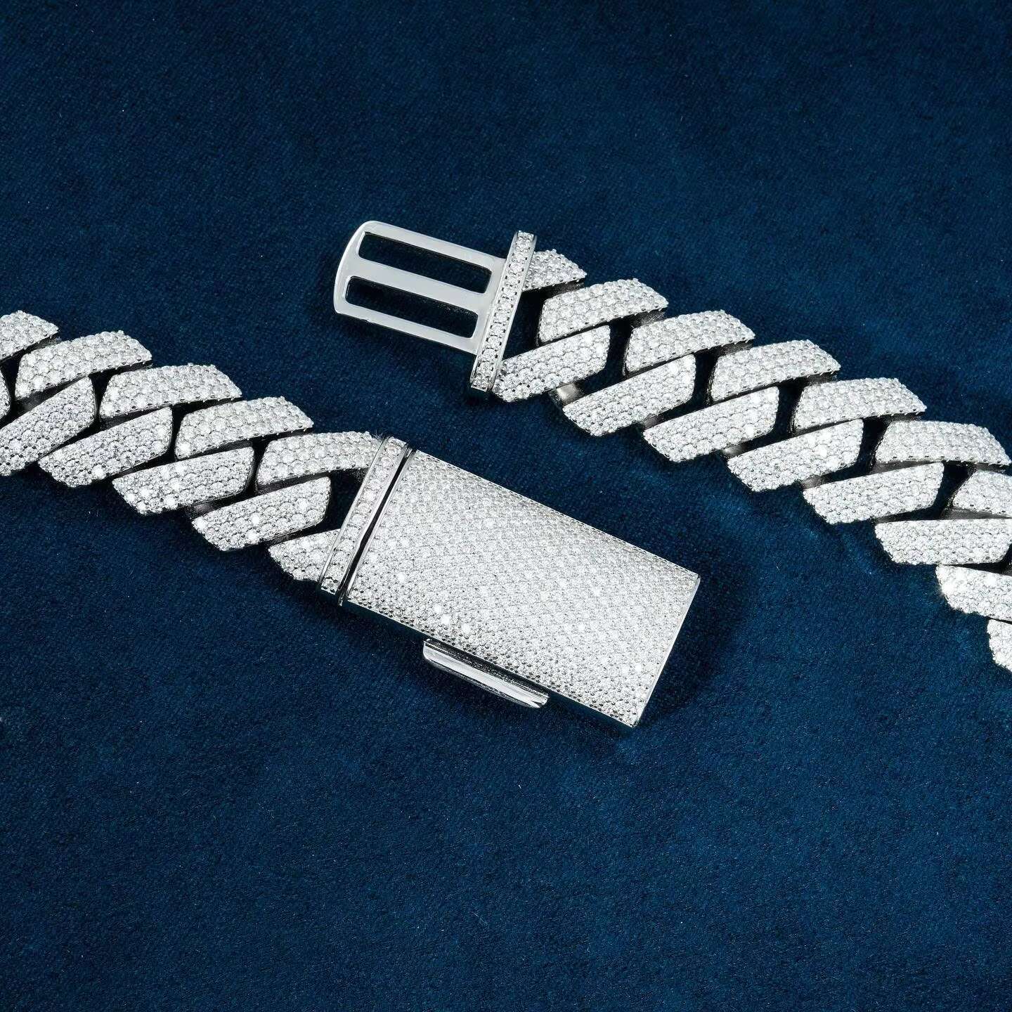 Moissanite Diamond Cuban Chain crafted in 925 Sterling Silver Fully Iced out Mens Hip Hop Jewelry Hot selling wholesale price