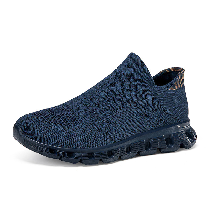 designer shoes 2025 new Men's shoes summer style breathable mesh upper casual knitted sock shoes for men slip-on style thick sole soft sole runni