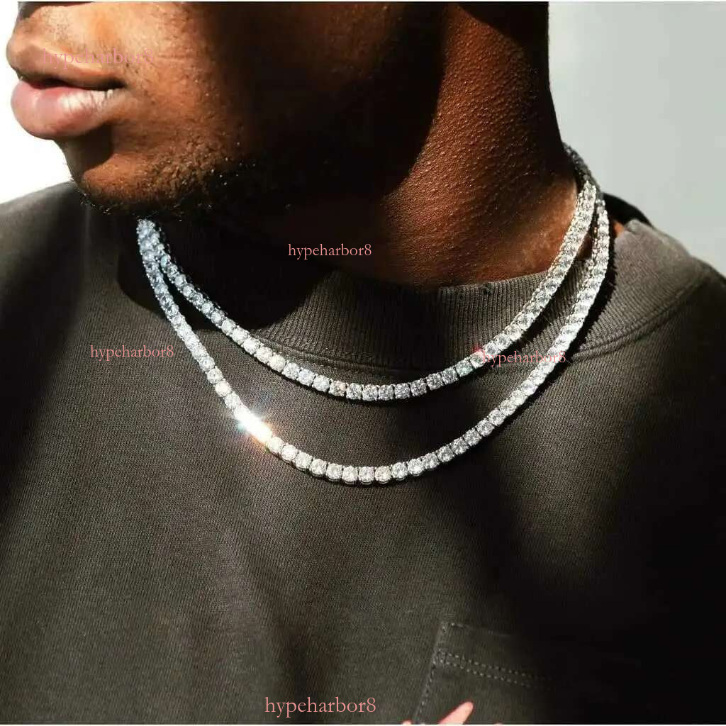 Pendant Necklaces New Classic 4MM Tennis Chain Ice Out Bracelet Mens Fashion Hip Hop Jewelry Womens 8/16/18/20/24/30 inch Necklace Y240531I47U