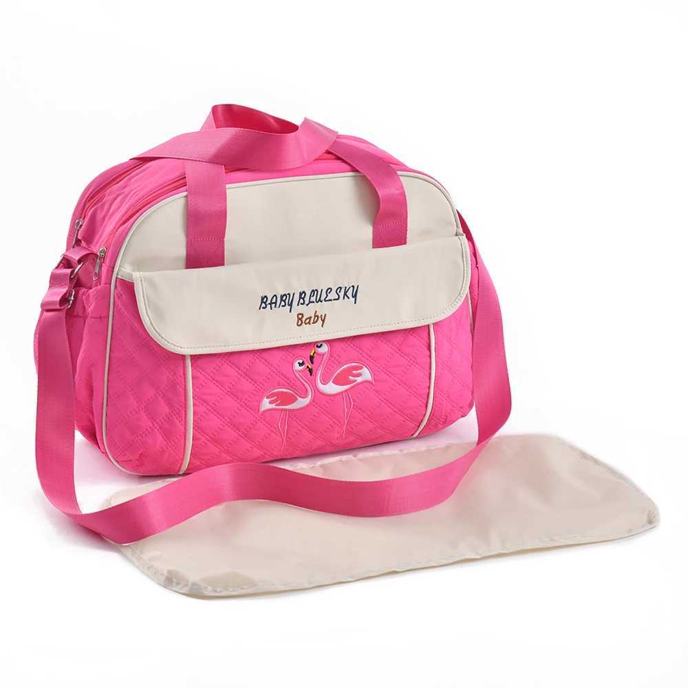New Fashionable Embroidered One Shoulder Mommy Bag with Large Capacity and Multi function Leaning Urinary Bag for Going OutC250326