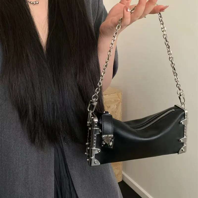 Genuine Leather Box Bags For Women Designer Handbag Purse 2025 New Vintage Soft Cowhide Chain Rivet Shoulder Crossbody