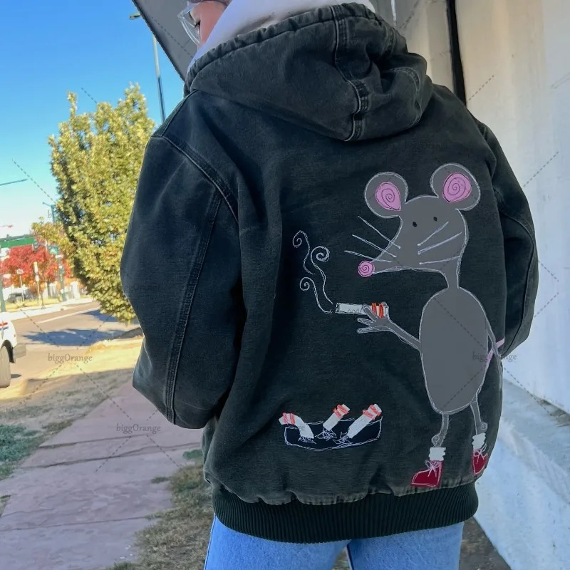 Street Hip Hop Personalized Printed Casual Loose Zipper Hoodie Mens Y2K Harajuku Retro Fashion Oversized Sweatshirt Womens 250324
