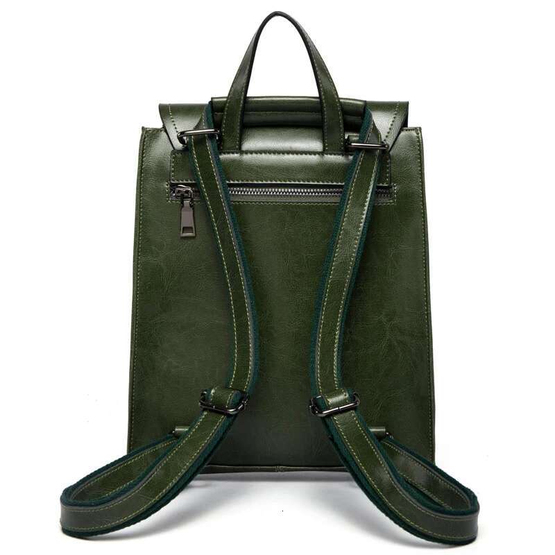 Genuine Leather Women Backpack Waxed Cowhide Female Vintage Rucksack College School Student Books Bag Shoulder Bags For Ladies