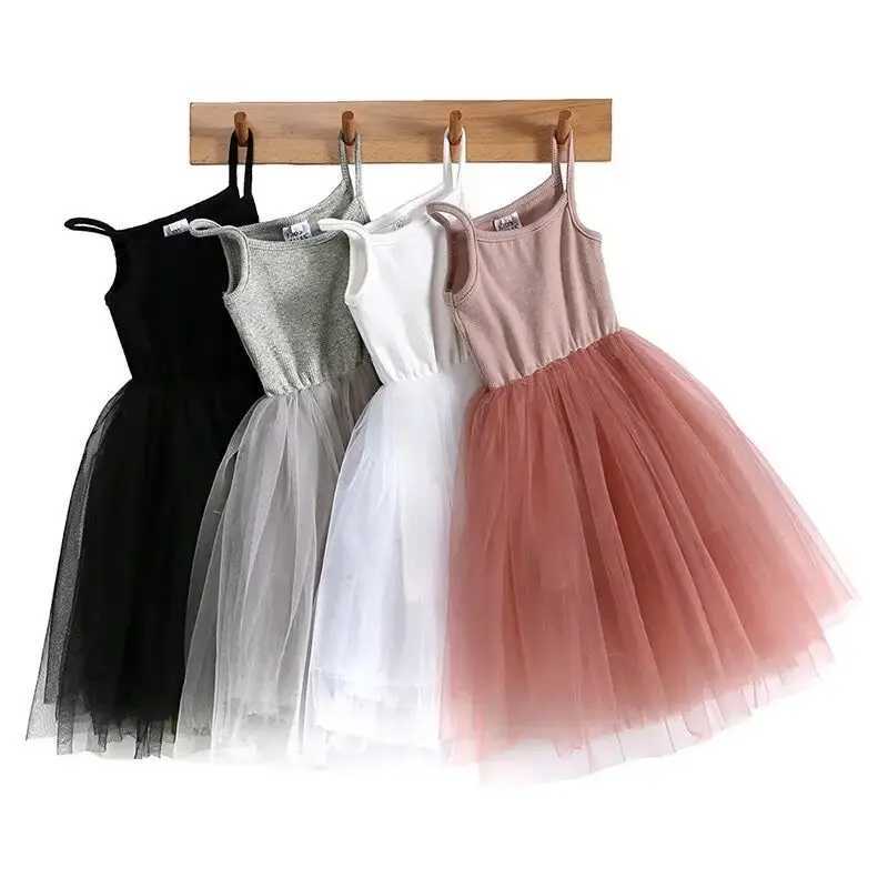 White lace cute girl princess dress fluffy cake dress girl childrens wedding Par birthday Tutu dress summer sleeveless vest W250326