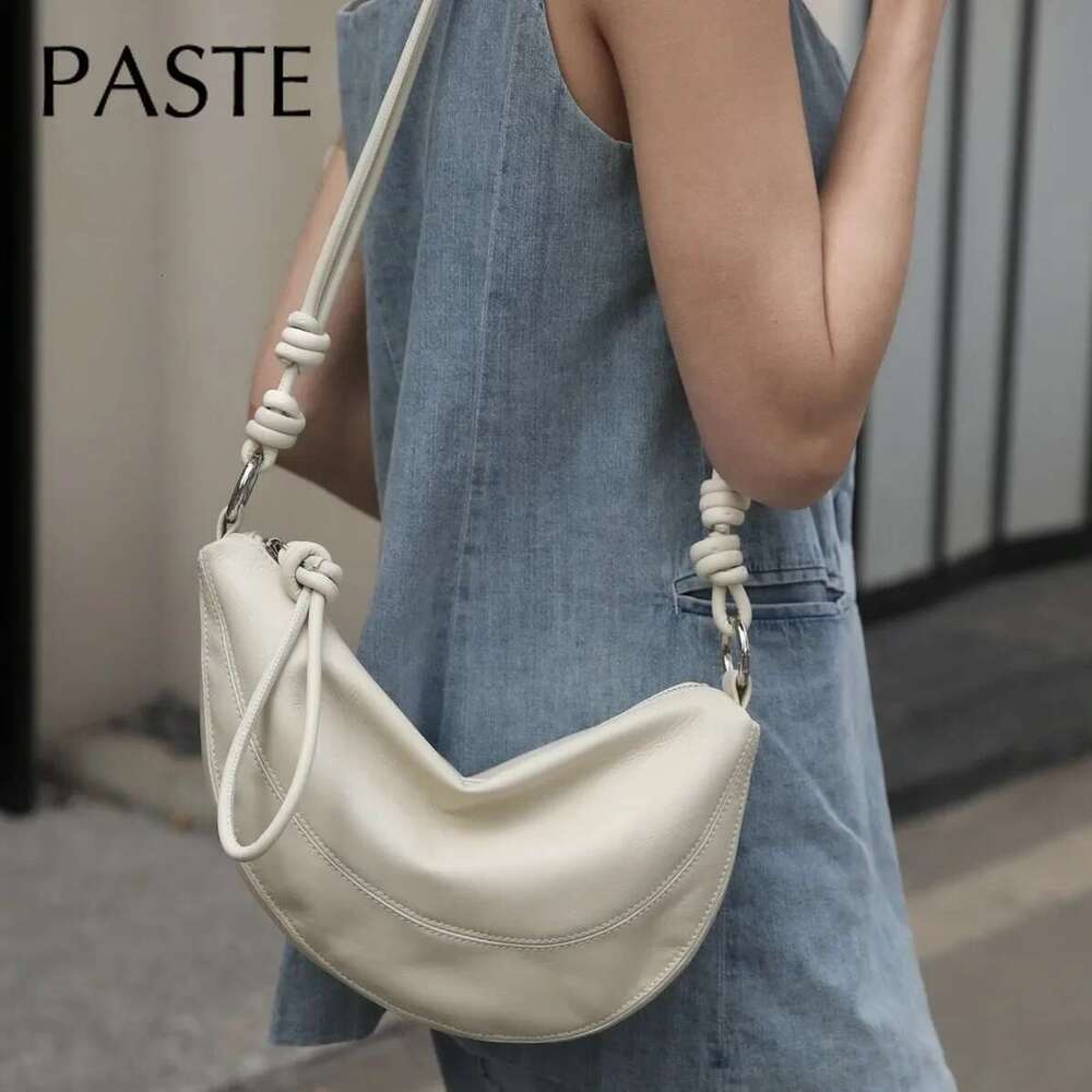 Women's Bags Niche Style Half-Moon Shape Flap Saddle Small First Layer Cow Leather Women Shoulder High-End Daily-Use Crossbody Bag