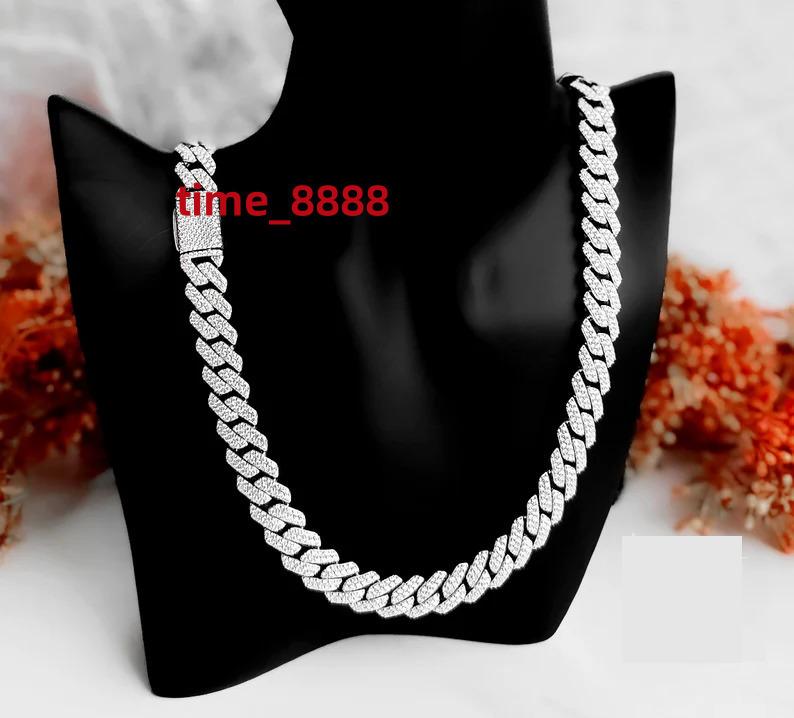 Top Demanding Hip Hop Jewelry 6-25mm VVS Moissanite Cuban Link Chains and Bracelets in Lab Grown Diamond Choker Link Bracelet