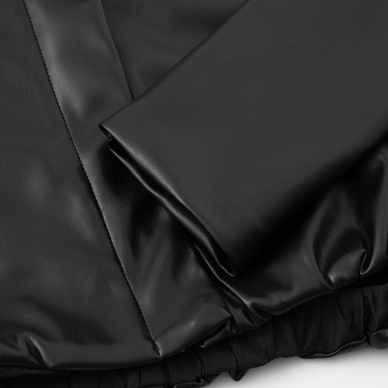 Shopping Mall Same Style 2025 Spring New Casual Versatile Black Collar Zipper Leather Jacket Short Coat 5G2110651