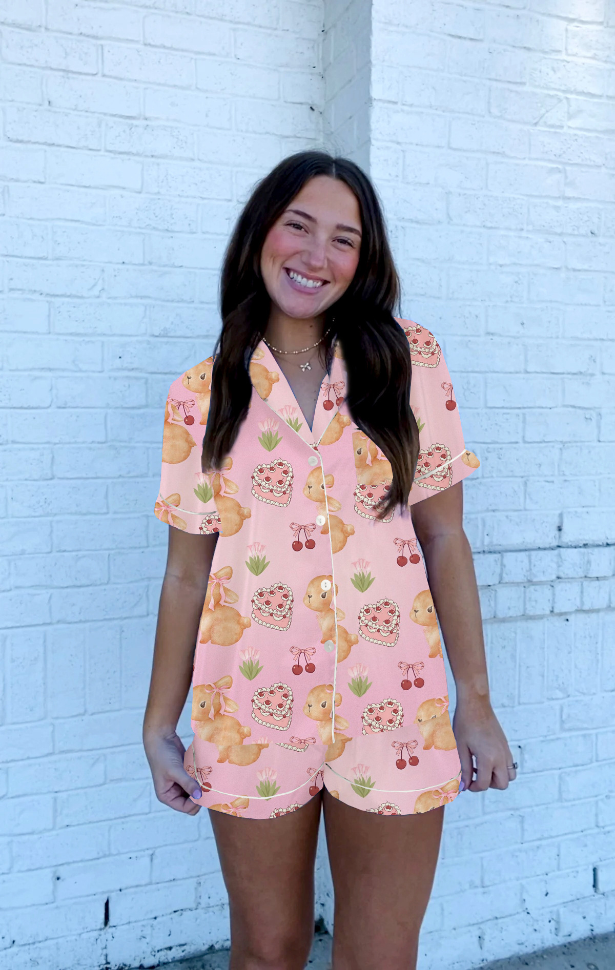 S3388 Summer Monkey Print Temperament Home Clothes Adult Women's Pajama Set