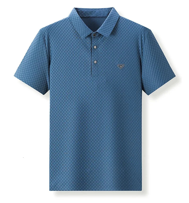 Fitting elegant checkered summer mens Tshirt 2024 highquality casual slim fit top 250326