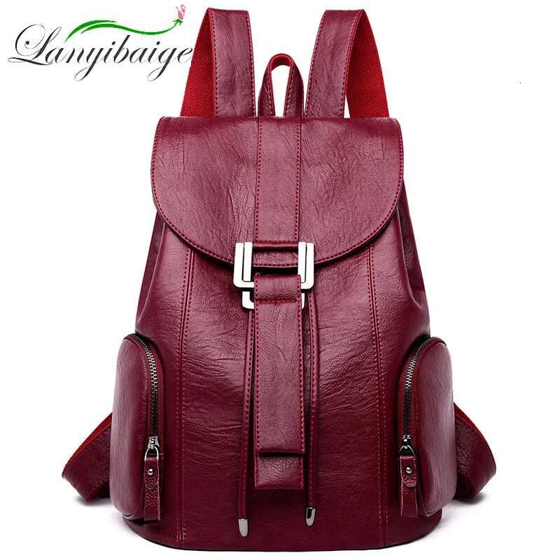 High Quality Leather Woman New Arrival Fashion Female Backpack String Bags Large Capacity School Bag Mochila Feminina