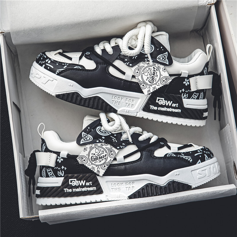 New Trend Designer Shoes For Men In Summer Internet Famous Thick Soled Versatile Breathable Sports Board Shoes Casual Teenage Height Increasing Niche 