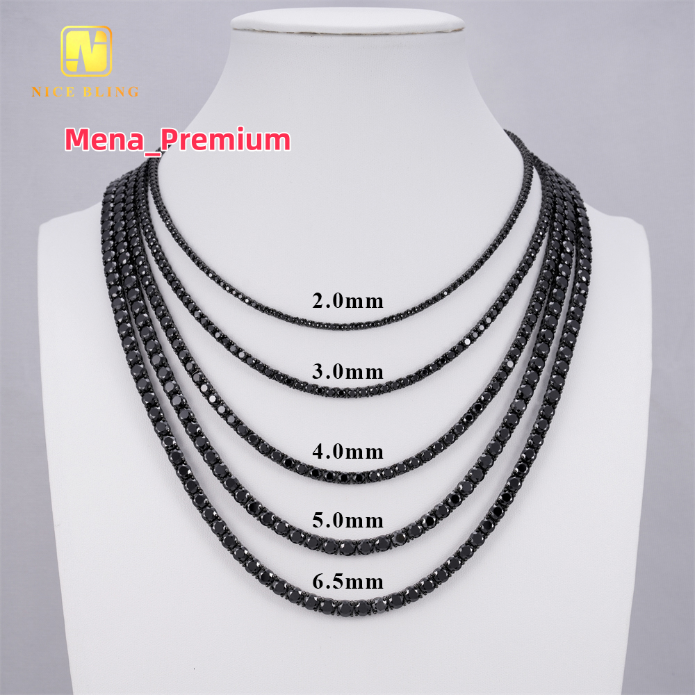 In Stock Factory Price 925 Sterling Silver Hip Hop Jewelry Bracelet Necklace Iced Out Black VVS Moissanite Diamond Tennis Chain