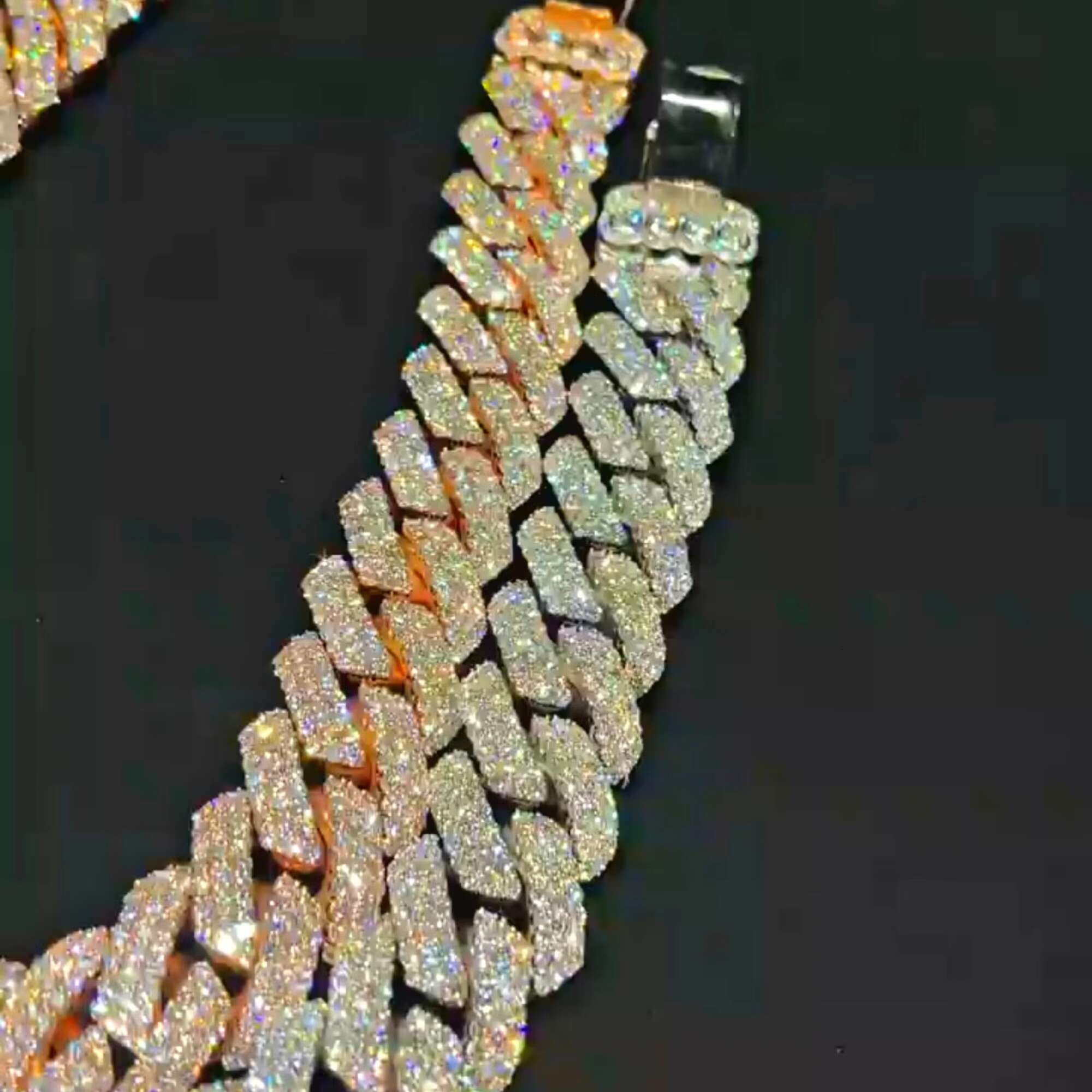Best Quality Customized 16 mm Cuban Link Moissanite Diamond Chain 925 Sterling Silver White Rose Gold Diamond Chain