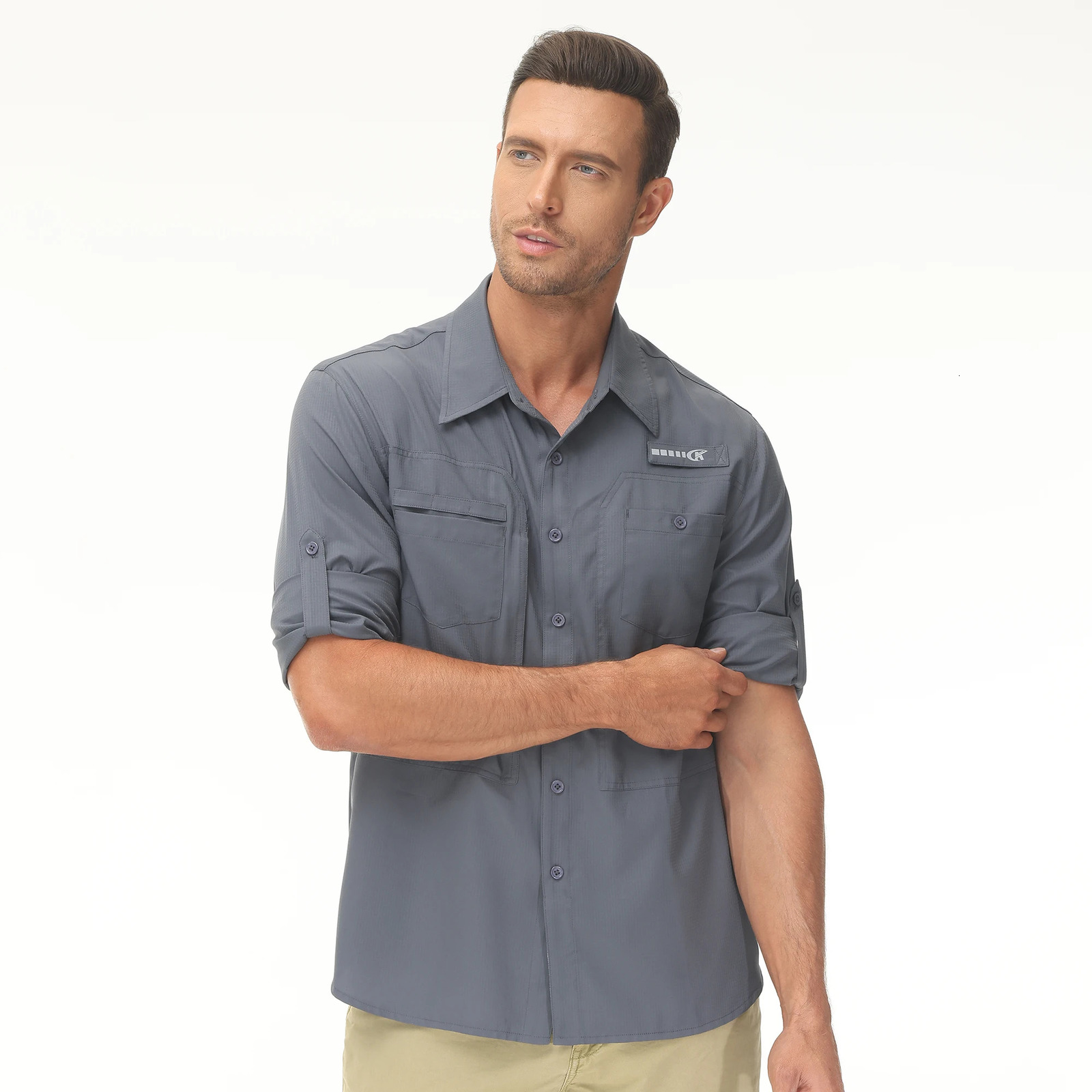 Mens UPF 50 Casual Long Sleeve Fishing Shirts Sun Protection Lightweight Breathable Button Down Fishing Shirt with Back Mesh 250325