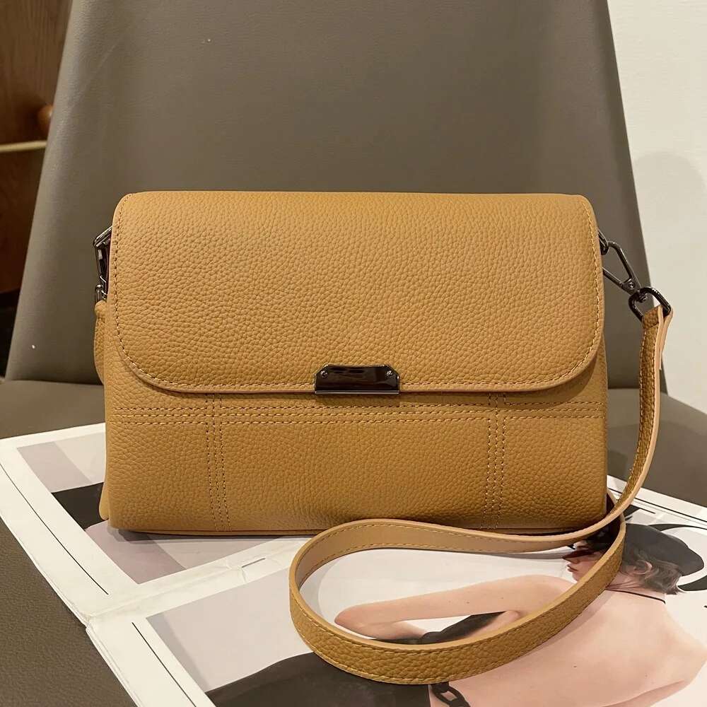 Genuine Leather Women's Versatile Commuter Shoulder With Multiple Compartments Casual Crossbody Square Bag Underarm Hobo