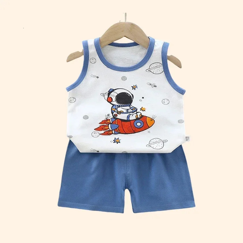 Children Sets Kids Clothes Boys Girls Vest Suit Summer Childrens Clothing baby Cotton T-Shirts Shorts Tank Top Sleeveless 250326