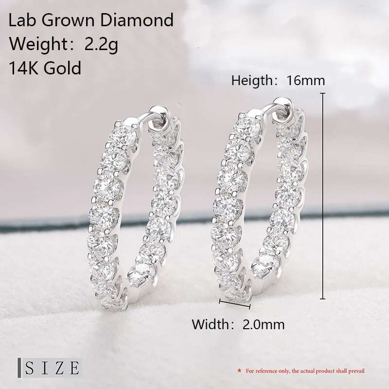 Luxury VVS Lab Grown Diamond Huggie Stud Earrings For Women Men 14K Solid Gold Hoop Earring Jewelry Party Gifts GRM Certified