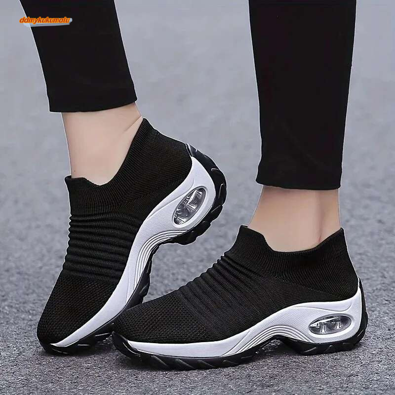 Women Running Trainning Sneakers Female Air Cushion Causal Sport Slip On Walking Sock Shoes Dropshipping ddmykukumalu
