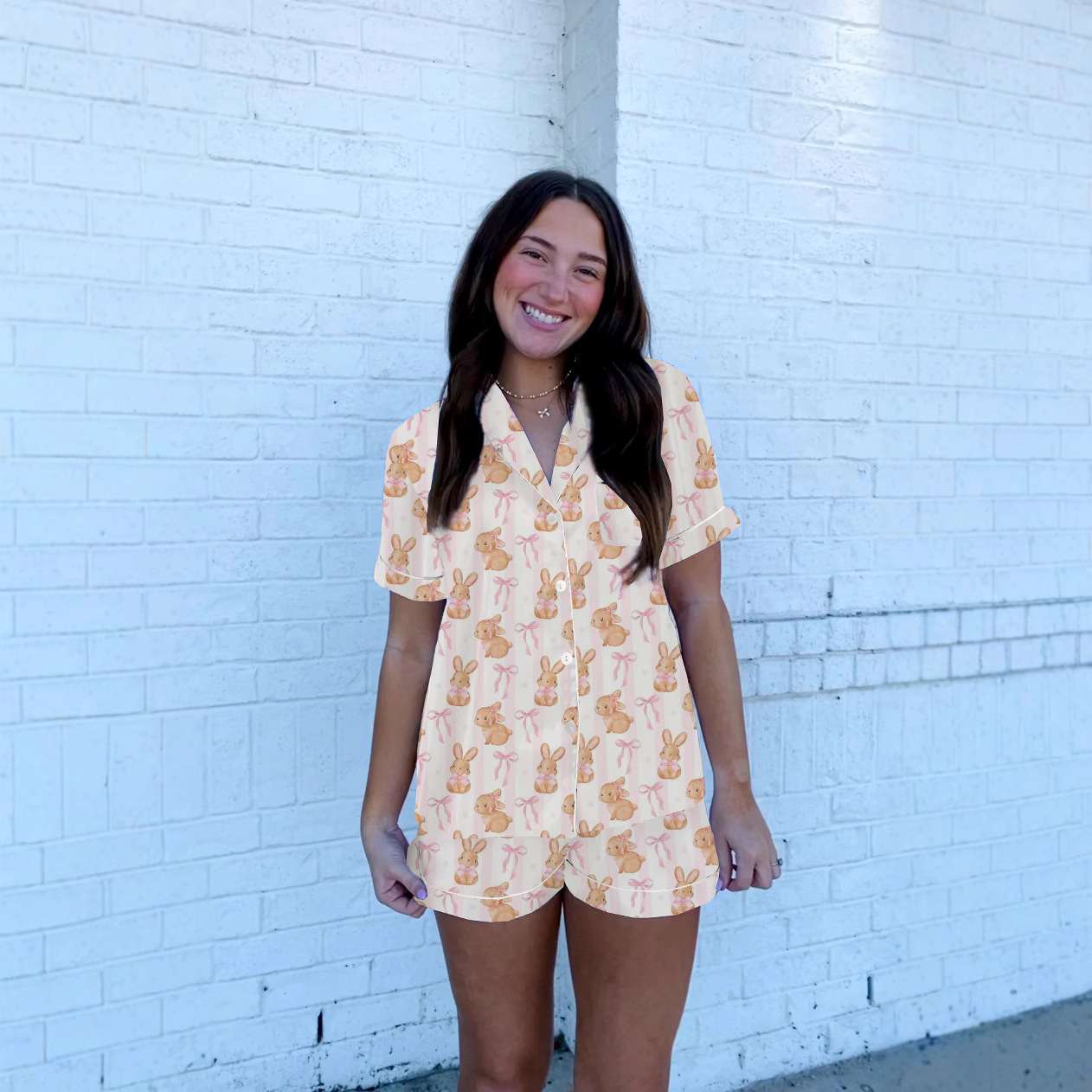 S3388 Summer Monkey Print Temperament Home Clothes Adult Women's Pajama Set