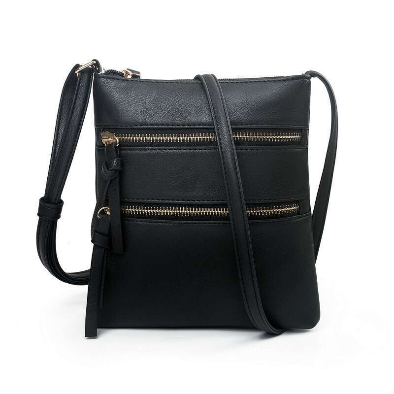 Hot selling casual multifunctional pocket with double zipper vertical women's shoulder bag, crossbody bag
