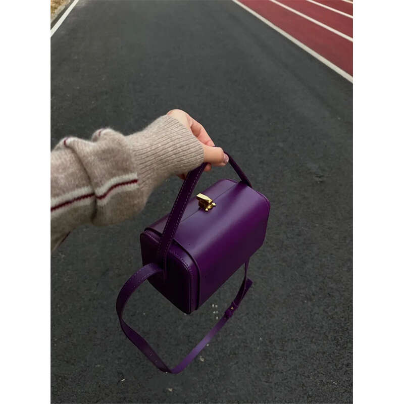 Women's Bags Women's Bags Handheld Box For Women New Fashionable Brazilian Berry Purple Boston Versatile, Niche Light Luxury Crossbody Bag