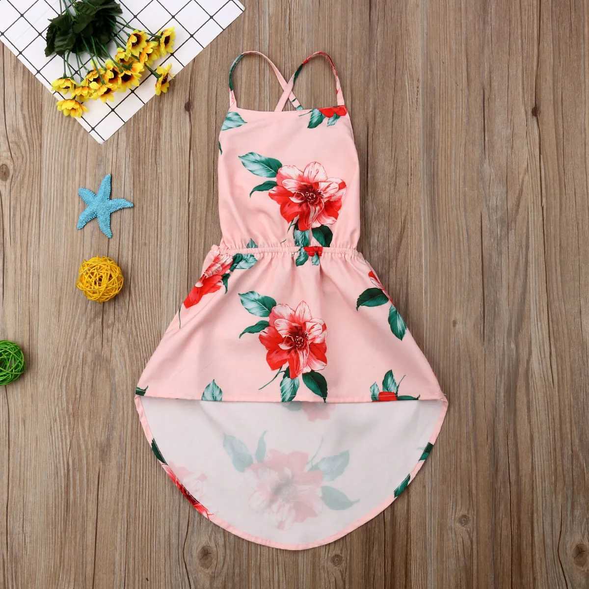 2023 British Fashion Summer Preschool Children Baby Girls Sleeveless Clothes Backless Pageant Dress Casual Sundress W250326