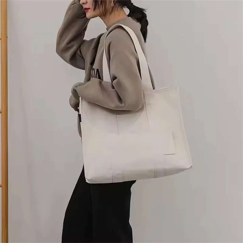 100Pcs Fashion Large Capacity Reusable Cotton Canvas Tote Bags With Custom Printed