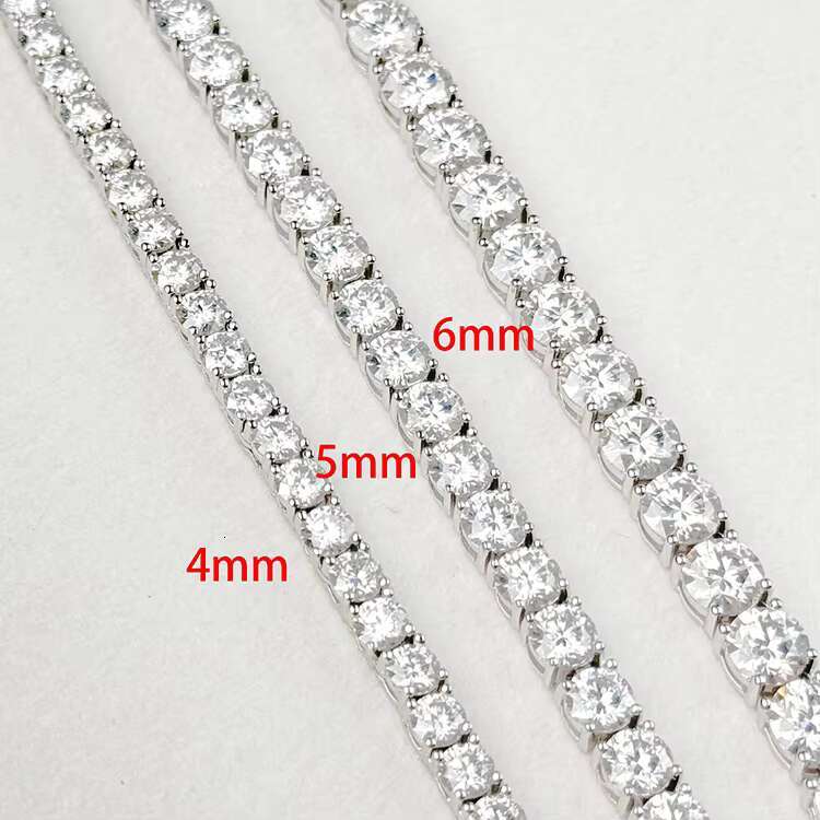 925 Gold Plated Sterling Silver 4mm Diamond Necklace Jewelry Gemstone White Moissanite Tennis Chain Necklace for Men Women