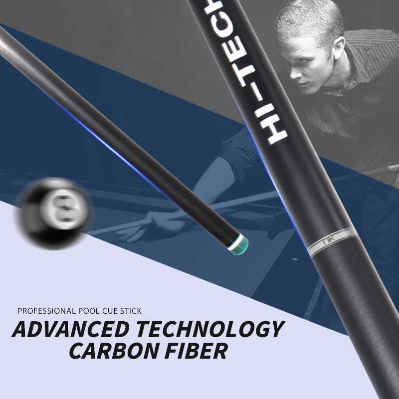 Professional Billiards Rod New Black Technology Carbon Fiber Billiards Rod 12.4mm Strike Rod 1474mm 8-Tooth UV Printed Grip Sealing Series Pool Cue