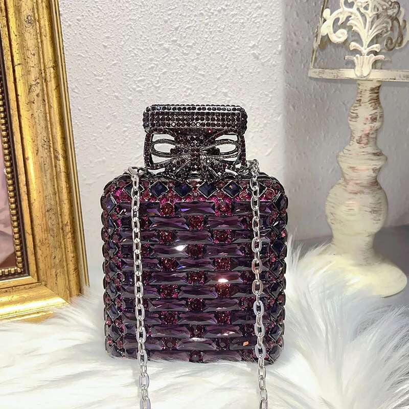 Perfume Bottle Crystal Evening Bags Women Gorgeous Handmade Metal Rhie Purses And Handbags Wedding Party