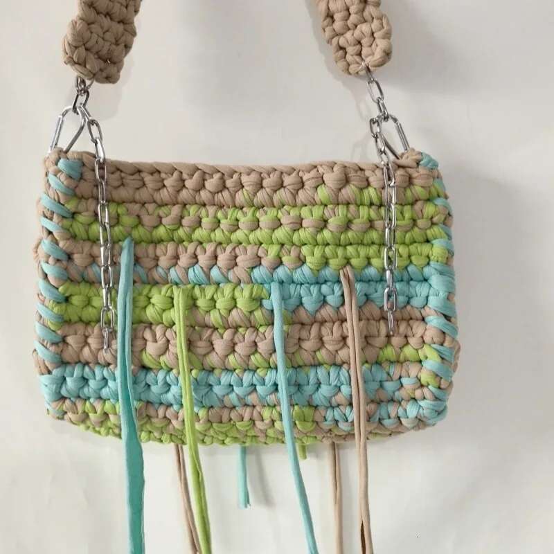 2024Women's Purse Shoulder Hot Selg Handmade Crochet With Contrasting Woven Bag Designer Handbag Bags For Lady