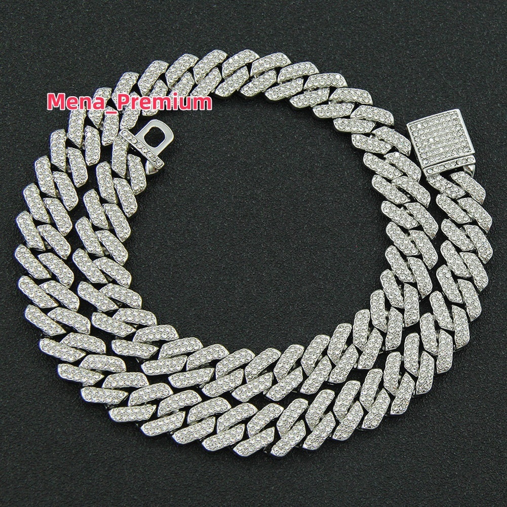 High Quality Hip Hop Necklace Fashion Jewelry Gold Plated Alloy 14MM Chunky Full Diamond Zircon Cuban Chain Necklace Women Men