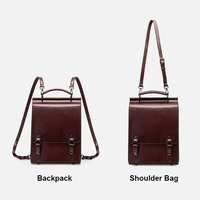 Genuine Leather Women Backpack Vintage College Style Student Back To School Cowhide Women's Bag Girl's Computer Backpacks