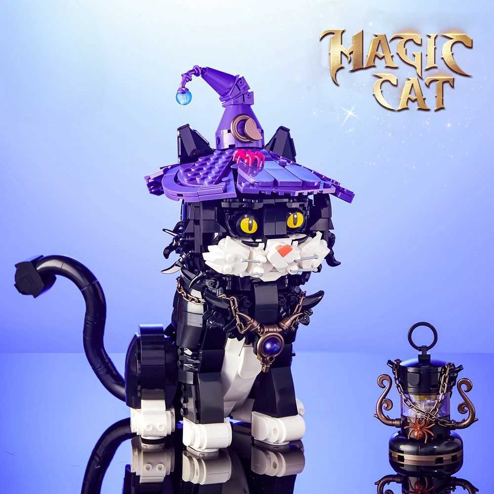MOC Magic cat building blocks eyes can change color to assemble creative models collect blocks as gifts for adults and childrenXJ250326