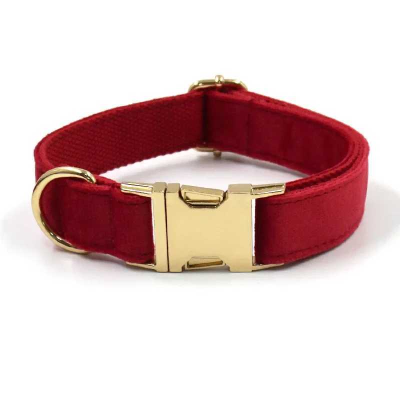 Personalized dog collar customized pet collar without engraved ID name tag pet accessories red velvet fiber puppy collar X250326