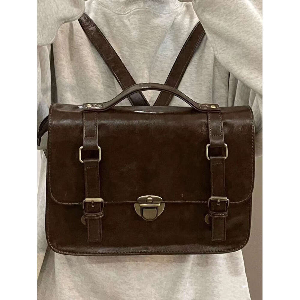 Student backpack, autumn and winter buckle mailman college style class bag, fashionable commuting briefcase, crossbody
