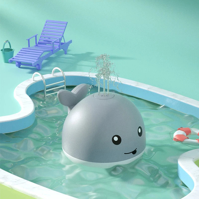 Electric Cartoon Whale Flashing Ball Water Squirting Sprinkler Baby Bath Toy Automatic Squirting Water Baby Bath Toy 250326