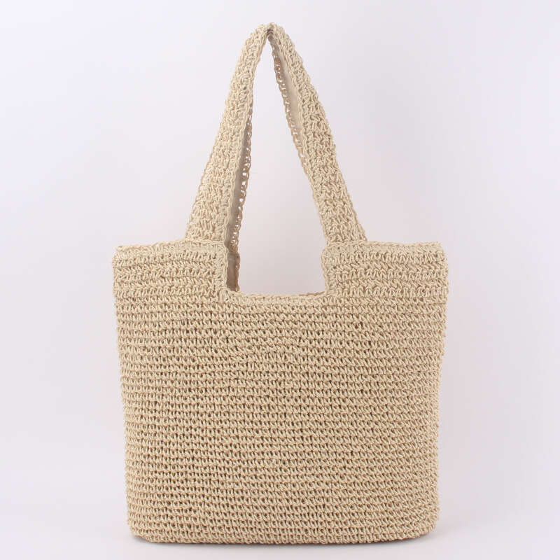ba Fashionable minimalist one shoulder grass forest style handmade woven bag, casual and versatile large capacity beach bag