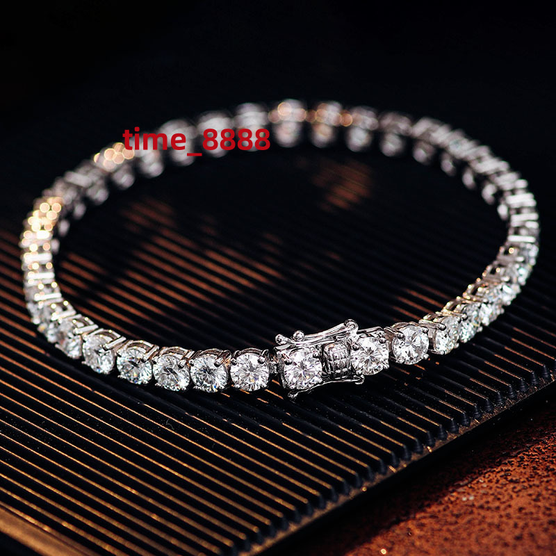 Wholesale DColor VVS Ice Out Round Diamond 2mm 3mm 4mm 5mm Moissanite Tennis Chain Men 925 Sterling Silver Women Tennis Bracelet